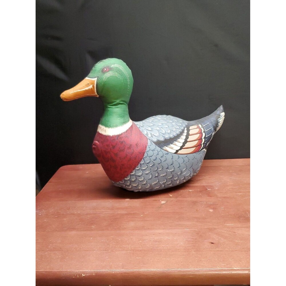 Vintage 1980's Mallard Duck Plush Craft Sewn Pillow Cabin Decor
